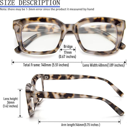 REAVEE 2 Pack Oprah Style Oversized Reading Glasses for Women Men Blue Light Blocking, Ladies Stylish Retro Square Large Computer Readers (Leopard/Tea Leopard 3.5x)