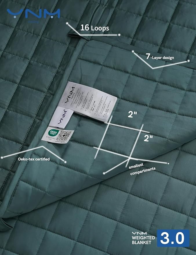 YnM Cooling Weighted Blanket for Adults, 15lbs Heavy Bed Throw for One Person of 140lbs, Perfect for Hot Sleepers or Warm Climates with Rayon/Glass Beads(48x72 Inches,Twin/Full Bed, Sea Grass)