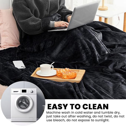 Preboun 61 x 51.18 Inch Large Faraday Blanket for Pregnant Babies, Emf Blanket Protection 5 G, Bluetooth, Phone Towers, Two Sides Using for Beds Couches Travel(Flannel, Black)