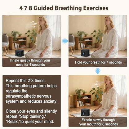 Kipcush Sleep Sound Machine - Dual Speakers, Tibetan Singing Bowls, 19 Soothing Tones, 20 White Noises, Visual & Auditory Breathing Guides | Deep Sleep, Anxiety Relief, Meditation, Rechargeable