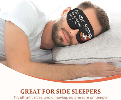 Funny 3D Zero Pressure Sleep Eye Mask for Men Women Side Sleeper, Adjustable Blackout Soft Breathable Eye Masks for Travel Nap Night Sleep, Humorous Gift Stocking Stuffers (Resting My Eyes)