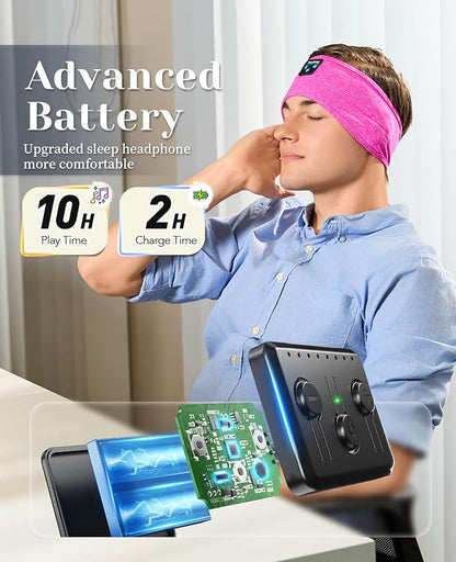 Perytong Sleep Headphones Bluetooth 5.4, Wireless Sleep Headphones with Ultra-Thin HD Stereo Speakers for Side Sleepers, Sweat Resistant Sport Earphones for Sleeping Running Nap