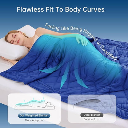 OMYSTYLE Sherpa Reversible Weighted Blanket, Cooling Heavy Blanket for Adults, Reversible Design with Plush Sherpa Fleece and Velvety Brushed, Twin Size(12lbs, 48''x72''), All Season Use, Blue