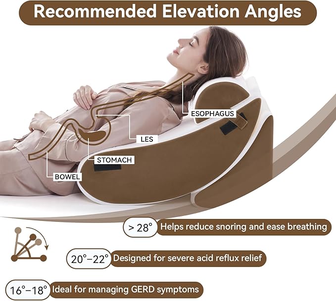 Newgoo Wedge Pillow Set for After Surgery, 5PCS XL Bed Wedge Pillow for Sleeping, Memory Foam Orthopedic Back Pillow for Pain Relief and Acid Reflux, Adjustable Post Surgery Pillow Grey Brown