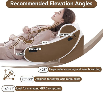 Newgoo Wedge Pillow Set for After Surgery, 5PCS XL Bed Wedge Pillow for Sleeping, Memory Foam Orthopedic Back Pillow for Pain Relief and Acid Reflux, Adjustable Post Surgery Pillow Grey Brown