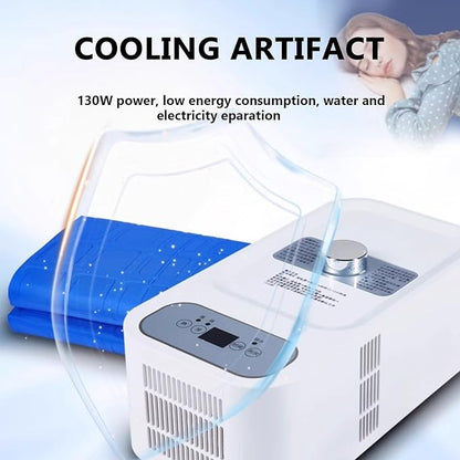 130W Bed Cooling System Water Cooling Pad 2 Gear Adjustment 12 Hour Timing Portable Bed Chiller Summer Mattress Cooler with Heating Function(Size:Double style)