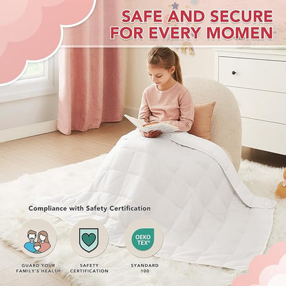 CuteKing Weighted Blanket - Weighted Blanket with Premium Glass Beads - Breathable Heavy Blanket for Comfort Sleep - Thick Blanket All Season (7lbs, 40"x60", White)