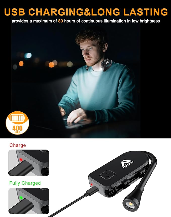 Minsk Neck Light, 360° Flexible Neck Reading Light, Eye Caring 3 Color Stepless Dimming Brightness Book Light, Lightweight Book Reading Light, Neck Light for Reading, Book Lovers Gifts