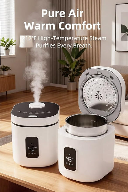 Stainless Steel Humidifier, 3.3L/0.87Gal Warm Mist Steam Humidification Humidifier, Easy to Clean Warm Mist Adjustable Humidity for Bedroom Living Room,1 pack