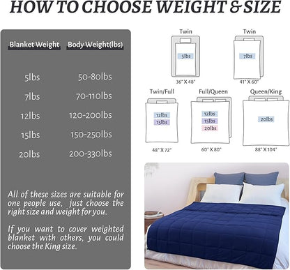 Weighted Blanket Queen Size NavyBlue 60''x80''x12lbs Weighted Blankets for Adults Heavy Blanket is Comfortable and Cozy