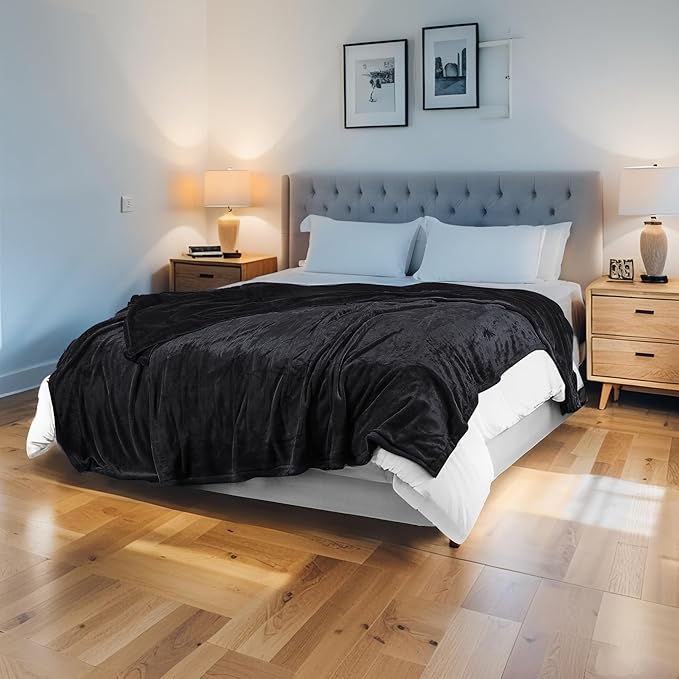 Electric Heated Blanket 72"x84" Full Size Flannel Heated Blanket, Cozy & Warm for All Night, 5 Heat Settings & 10 Hours Auto Off, Machine Washable, Black