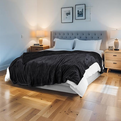 Electric Heated Blanket 84"x90" Queen Size Flannel Heated Blanket, Cozy & Warm for All Night, 5 Heat Settings & 10 Hours Auto Off, Machine Washable, Dark Grey
