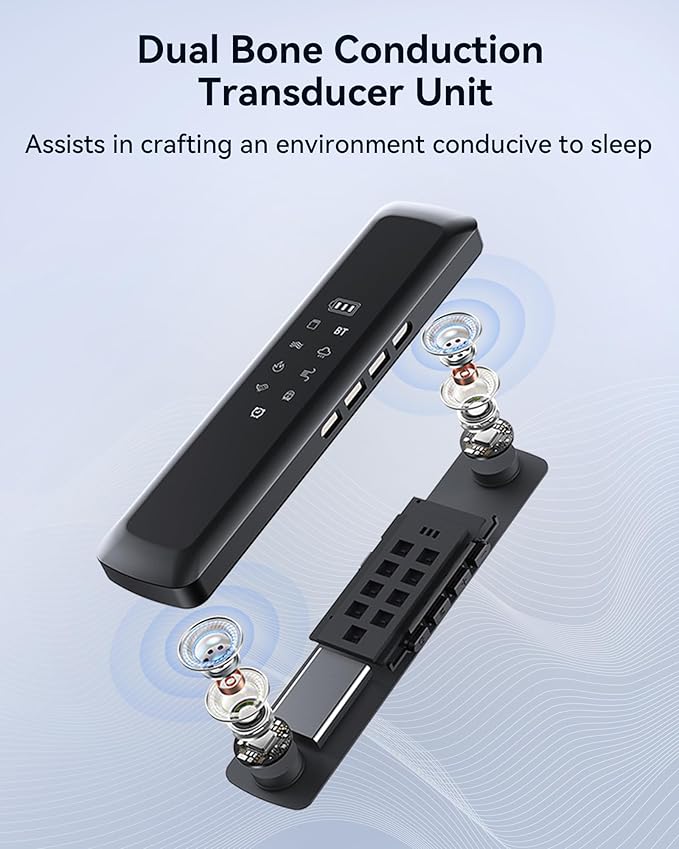 Bone Conduction Under Pillow Speaker Blutooth for Sleeping - Intuitive Glow-Guide, 3 Timers, 6 Soothing Sounds, White Noise Sound Machine for Adult, Kids, Side Sleeper, Podcasts & Audiobooks