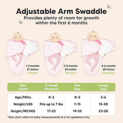 3-Pack Organic Baby Swaddle Sleep Sacks - Swaddles for Newborns, Infant 3-6 Months, Baby Girls, Boys, Soft & Snug Newborn Sleep Sack, Nursery Swaddling Blankets (Blossom, L)
