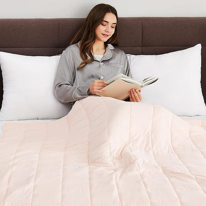 CuteKing Weighted Blanket for Adults(20lbs, 60"x80", Pink) Heavy Blanket for 180-190lbs, Weighted Blanket for Cooling & Heating with Premium Glass Beads, Soft Thick Blanket for Adult All-Season