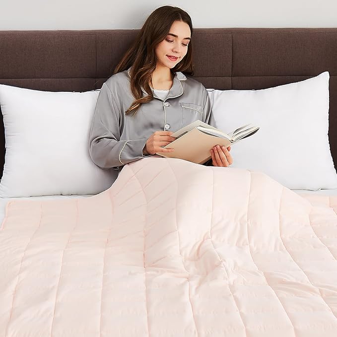 CuteKing Weighted Blanket for Adults(20lbs, 80"x87", Pink) Heavy Blanket for 180-190lbs, Weighted Blanket for Cooling & Heating with Premium Glass Beads, Soft Thick Blanket for Adult All-Season