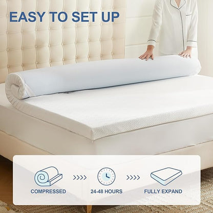 3 Inch Memory Foam Mattress Topper Twin, Memory Foam Pad with Removable & Washable Cover, Bed Topper for Back Pain, Non-Slip Ventilated Design, Twin Size