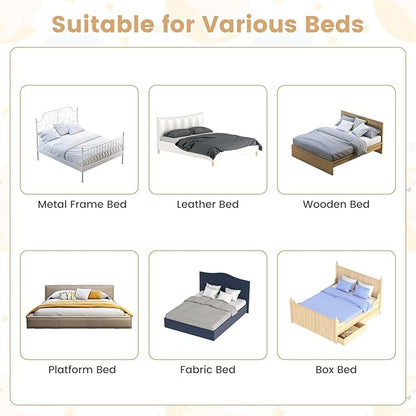 HONEY JOY 2 Pack Bed Rails for Toddlers, 60-Inch Extra Long, Foldable Portable Swing Down Safety Bed Guard Rail, Toddler Bed Rails for Crib, King Queen Full Twin Size Bed Mattress (White)
