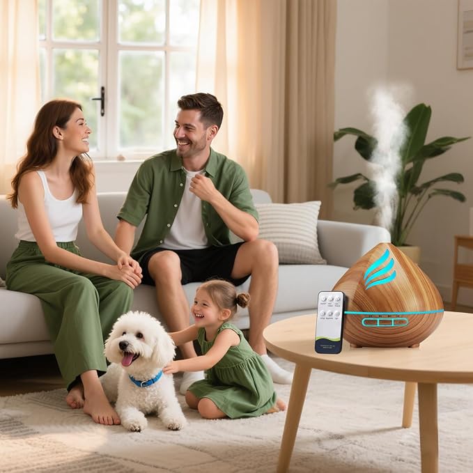 Essential Oil Scent Diffuser: 500ML Aroma Diffuser with Remote Control, Large Fragrance Aromatherapy Diffuser, Mist Humidifier with 14 Colors LED Lights and Auto-Off for Home