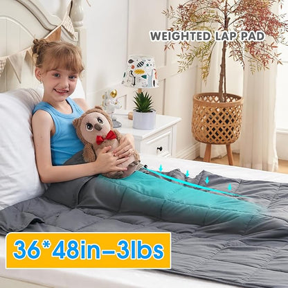 yescool Weighted Blanket 3 Pounds Cooling Weighted Lap Blanket, Grey Small Heavy Blankets, Weighted Throw Blanket Gift for 20-40lbs, 36"x48"