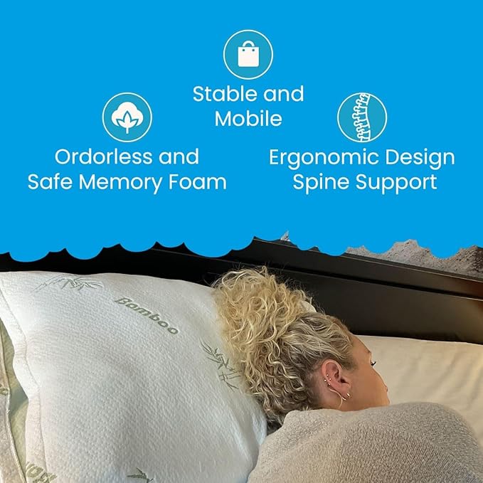 Cervical Orthopedic Bed Pillow with Firm Memory Foam Support for Neck, Soft Side, Back and Face Down Sleepers Perfectly Adjustable for Every Body and Size Cutting Edge Design