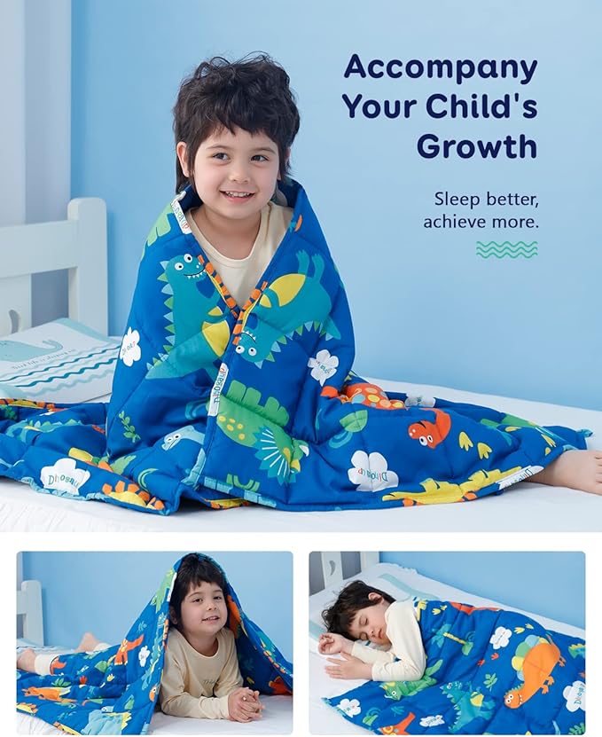 Insugar Weighted Blanket,Cooling Heavy Throw Blanket,Soft and Cozy Weighted Blanket for Bedding,Blue Dinosaur,36”x 48”,5lbs