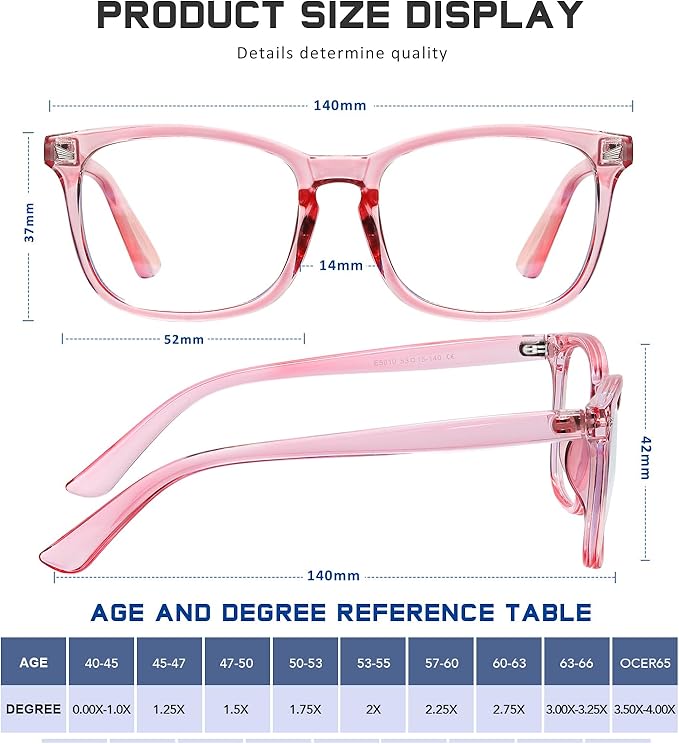 Reading Glasses for Women Men - Blue Light Blocking UV Filter Readers, Anti Eyestrain Eyeglasses