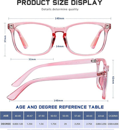 Reading Glasses for Women Men - Blue Light Blocking UV Filter Readers, Anti Eyestrain Eyeglasses