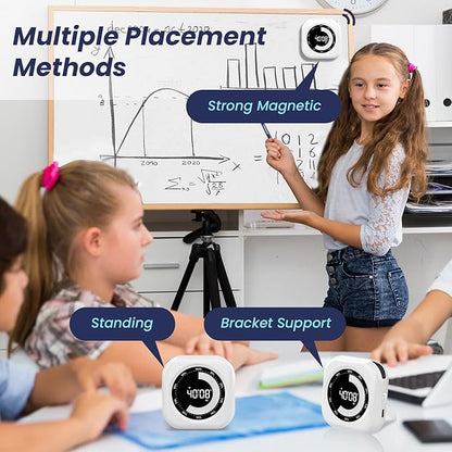 Visual Timer for Kids, 10 Hours Countdown/Up, with Rechargeable, 3 Brightness Display, 3 Volume Levels and Magnetic, Homeschool Study Tool, Large Digital Timers for Kitchen, Classroom