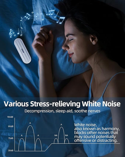 Private Bluetooth Speaker Under Pillow: Portable Bone Conduction Technology Sleep Aid with White Noise for Relaxation (White)