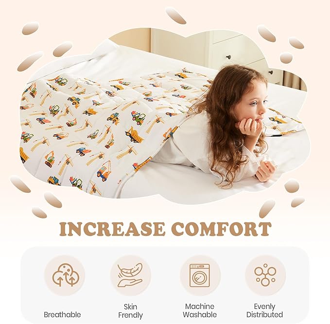 HOSUKKO Weighted Blanket - 10 lbs Engineering Vehicles Heavy Blanket - Breathable Blanket(41 * 60 inches, 10 lbs)