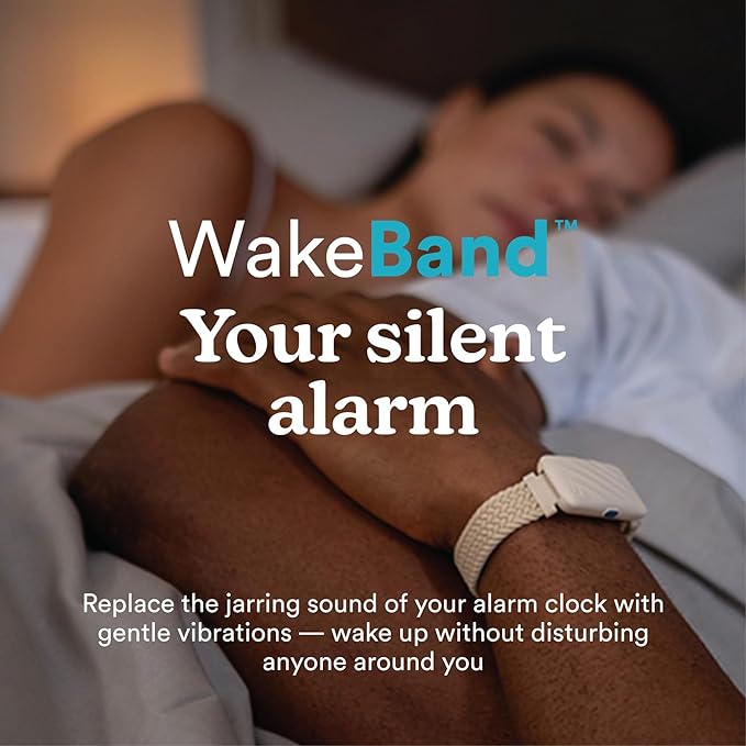 Homedics WakeBand Silent Vibrating Alarm Wristband, Ultra-Light Comfortable Design, 9 Vibration Patterns & 9 Intensities, Up to 6-Day Battery, iOS/Android App, Cream