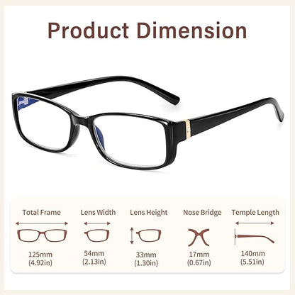 Madison Avenue 2 Pack Classic Blue Light Blocking Reading Glasses for Women, Vintage Anti Glare/Eyestrain Computer Readers Black/Nude Beige +2.25