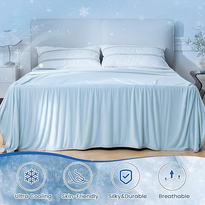 PHF Double Cooling Blanket for Hot Sleepers King Size, Arc-Chill Q-Max>0.5 with Double Cooling, Summer Blanket Absorbs Heat to Keep Cool All Night for Night Sweats (Ice Blue, 108''x90'')