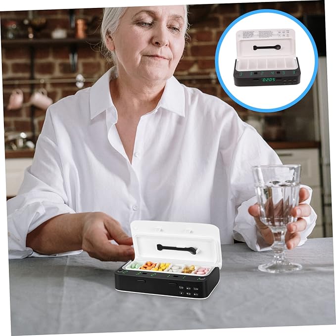 FRCOLOR 1pc Pill Organizer Alarm Design for Medication Reminder Portable Travel Medicine Storage for Seniors Food-Grade Material