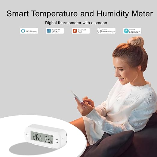 WiFi Thermometer Hygrometer Indoor: Smart Temperature Sensor, Digital Temperature Humidity Monitor with Smart App & Data Recording, Compatible with Alexa, for Bedroom Greenhouse Cellar (2 Pack)