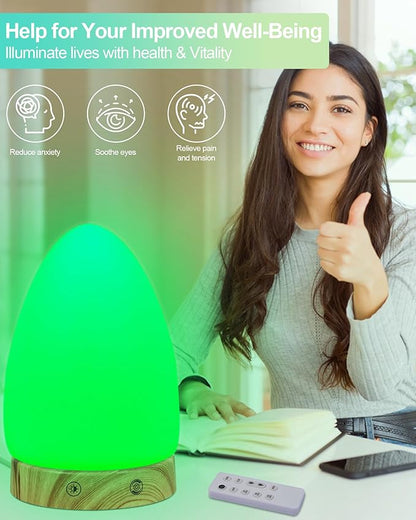 Green Light Therapy Lamp for Migraines Headaches Insomnia Sleep Light Sensitivity Anxiety Relief 520nm Narrow Band Green LED Multi-Mode Warm Natural Cold White Light Desk Lamp Remote Charging Port