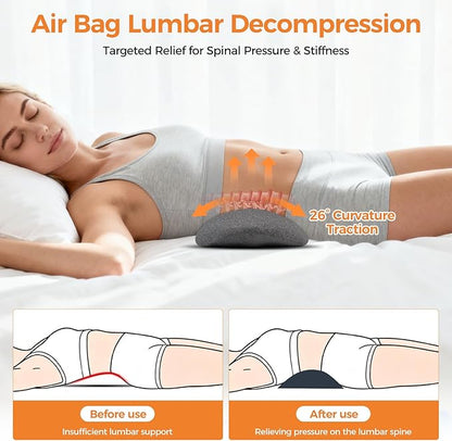 3-in-1 Heated Vibration Massage Memory Foam Lumbar Support Pillow for Back Pain Relief - Ergonomic Back Cushion with Adjustable Heat/Vibration, Retro Design for Home, Office, Travel