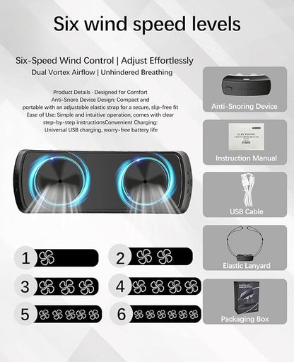 Anti Snoring Devices, Electric Snoring Solution with Adjustable Security Strap, Adjustable 6-Speed, Universal Fit for All Nose Shapes, Portable Sleep Apnea Devices for Men & Women (Charcoal Black)
