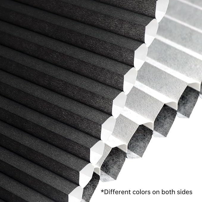 Motorized Cellular Shades with Remote, Light Filtering Smart Cellular Shades Compatible with Alexa, Honeycomb Window Blinds for Bedroom Home Office, Custom Size, Half Shading Black