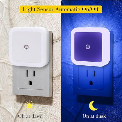 6 Pack Blue LED Night Light Plug in, Dusk to Dawn Sensor Automatic On and Off, Energy Efficient, Soft Glow Kids, Nursery, Bedroom, Bathroom, Hallway, Stairs, Kitchen