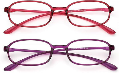 AQWANO 2 Pack Blue Light Blocking Computer Reading Glasses UV Protection Flexible TR90 Frame Lightweight Readers Glasses for Women Men +2.25