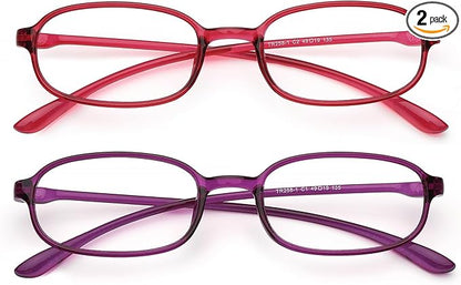 AQWANO 2 Pack Blue Light Blocking Computer Reading Glasses UV Protection Flexible TR90 Frame Lightweight Readers Glasses for Women Men +2.75