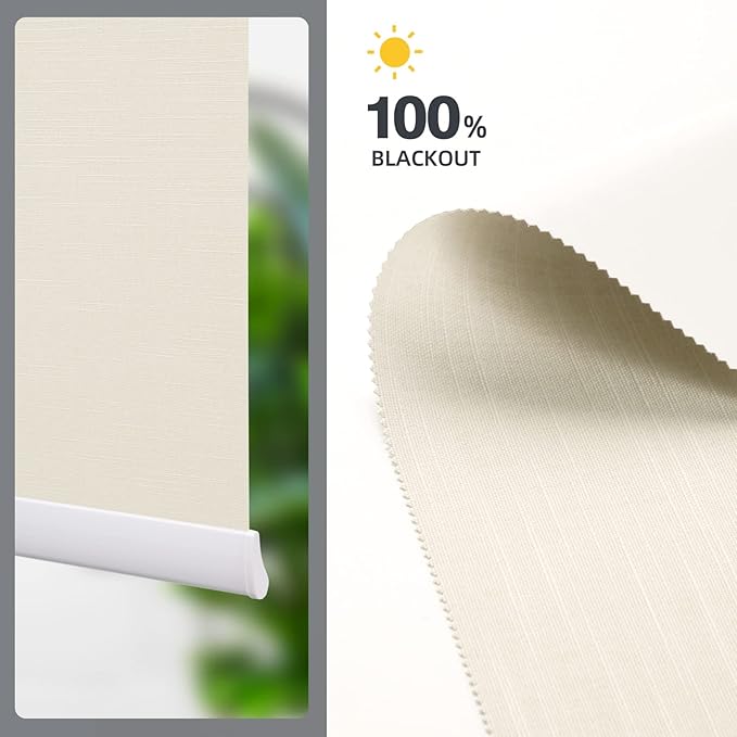 ZSTARR Motorized Blackout Window Blinds Remote Control Automated Window Blinds Rechargeable Roller Shades Blinds with Valance,Customized Size (Beige)