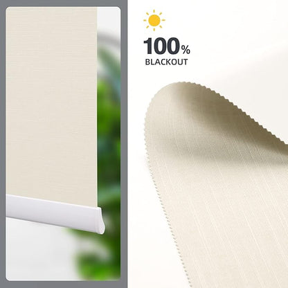 ZSTARR Motorized Blackout Window Blinds Remote Control Automated Window Blinds Rechargeable Roller Shades Blinds with Valance,Customized Size (Beige)
