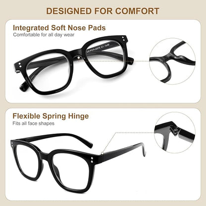 2Pack Reading Glasses for Men Women Blue Light Blocking with Spring Hinge, Blocking Readers Anti UV Ray Filter Eyeglasses(Brown Tortoiseshell/Black and White Tortoiseshell,3.0