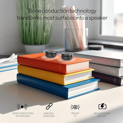 Bone‑Conduction Bluetooth Speakers – 2‑Pack Mini Wireless Speakers, Surface‑Amplifying Sound, True Wireless Stereo, USB‑C Rechargeable, Portable