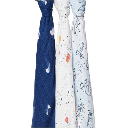 aden + anais Silky Soft Swaddle Blanket, Ideal Newborn & Infant Swaddling Set, 3 Pack, Stargaze