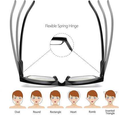 3 Pack Oversize Square Design Reading Glasses for Women, Readers for Women+2.25