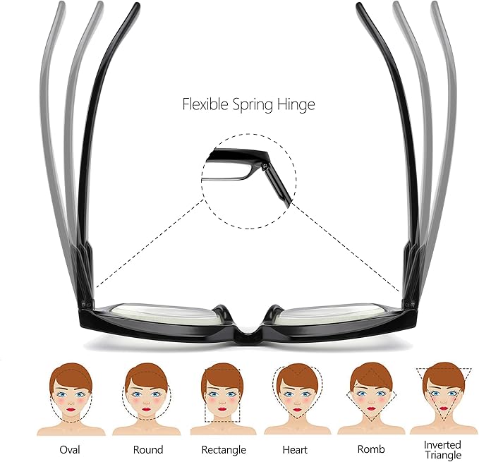 3 Pack Oversize Square Design Reading Glasses for Women, Blue Light Blocking Computer Reader+2.75